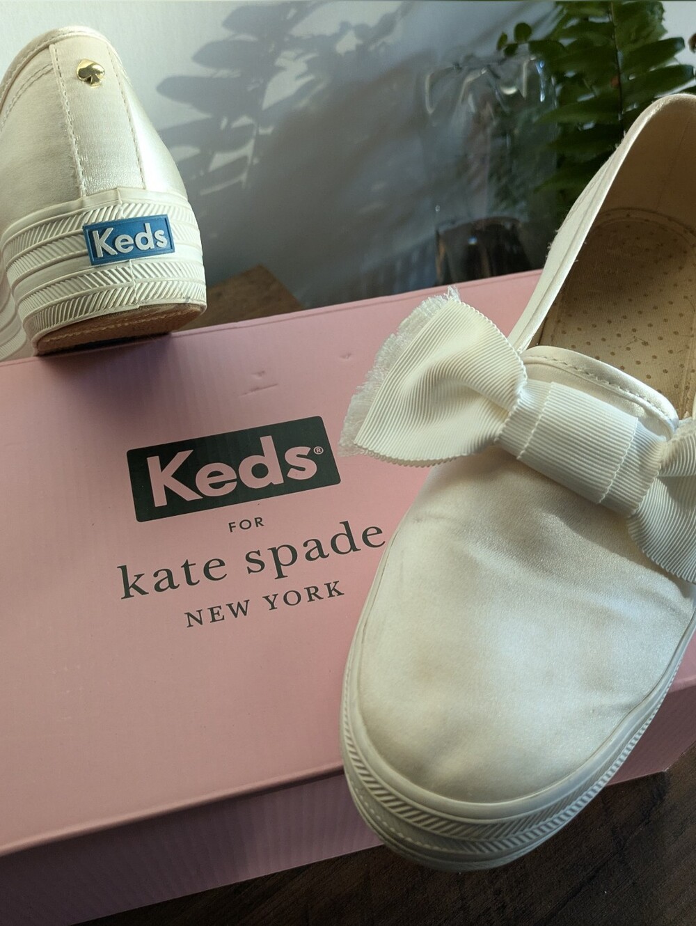 Satin Bow Slip-On Sneakers Kate Spade Wedding Keds